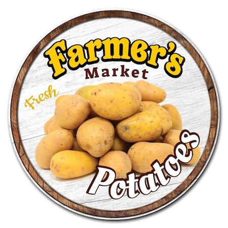 Signmission Farmers Market Potatoes Circle Vinyl Laminated Decal, D-8-CIR-Potatoes D-8-CIR-Potatoes
